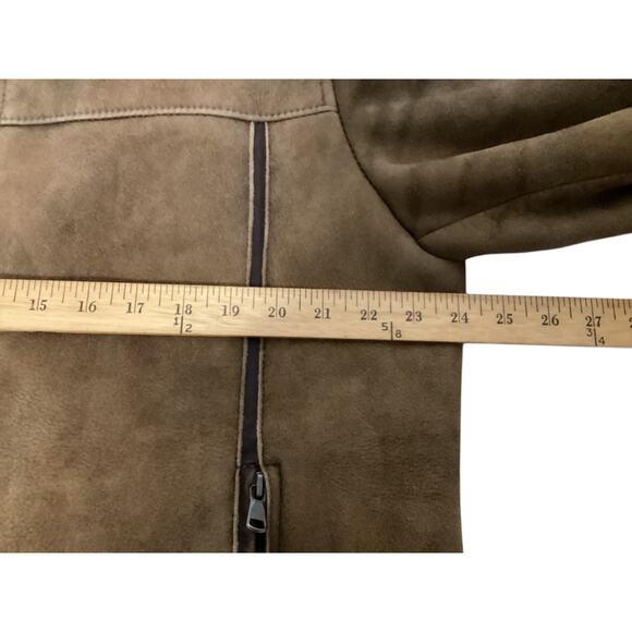 GIMO’S Mens Real Sherling Sheepskin Suede Jacket Brown Zip Flying Pilot sz XL - Picture 6 of 8